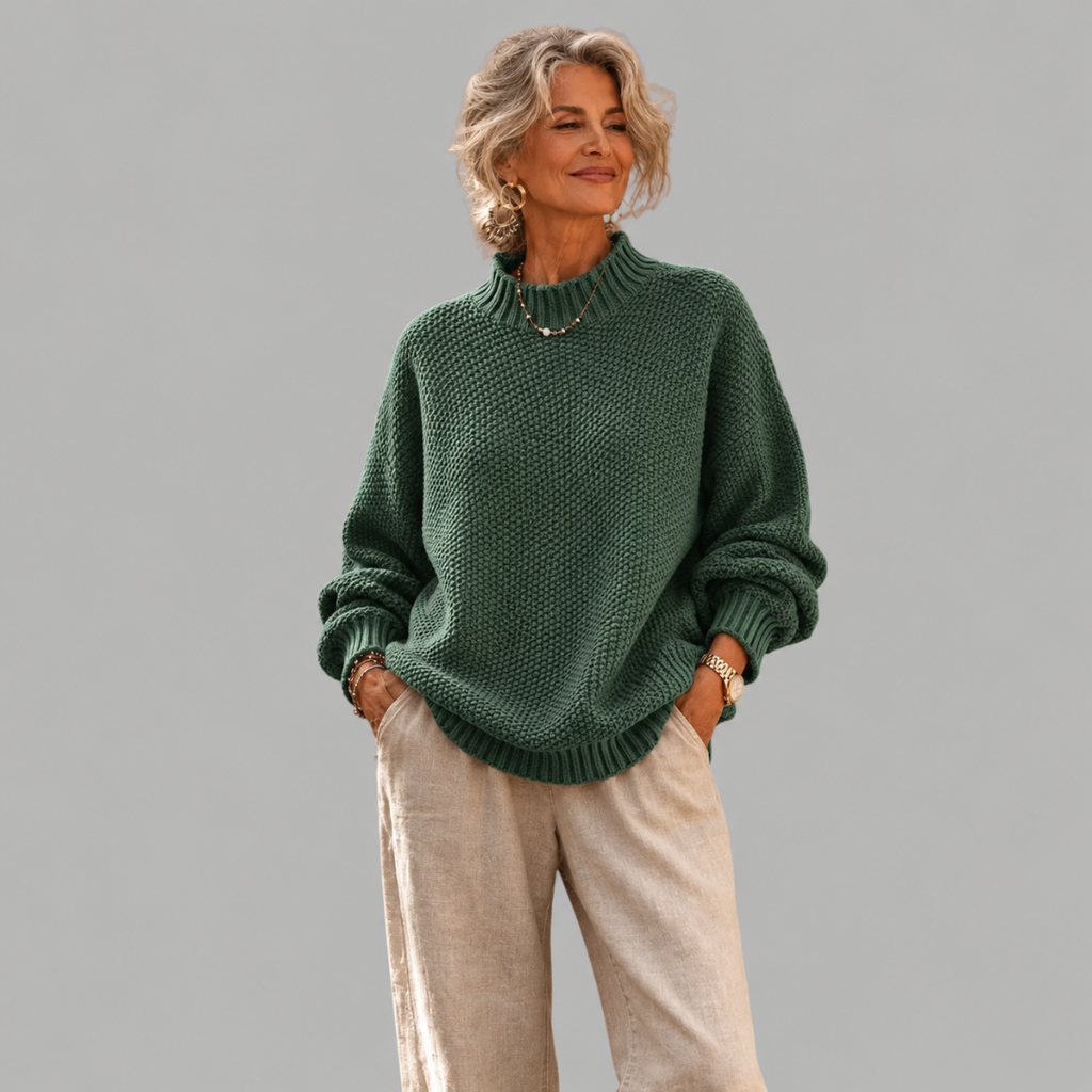 Relaxed Mock Neck Knit Sweater Ruth