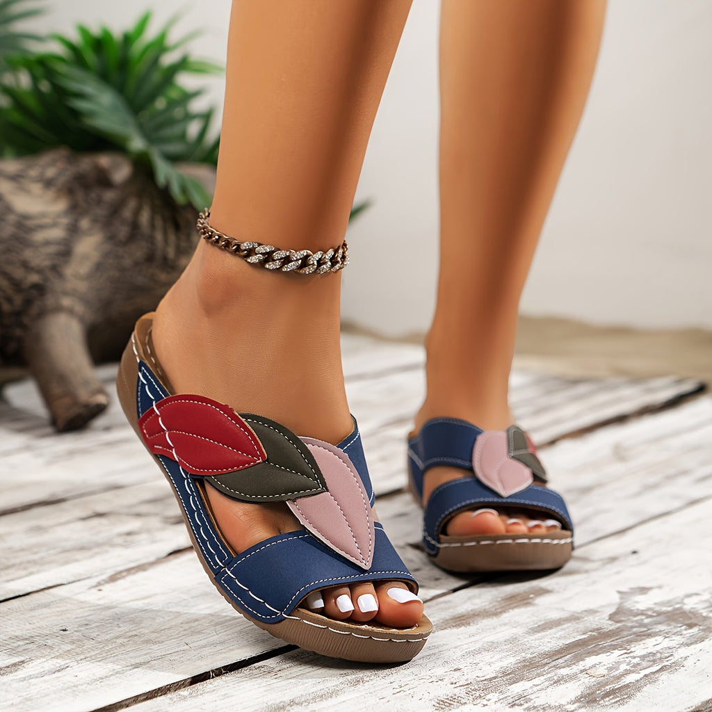 Elara | Vintage Leaf Comfort Slide Sandals