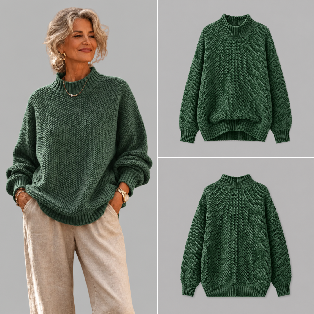 Relaxed Mock Neck Knit Sweater Ruth