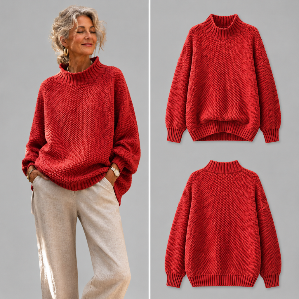 Relaxed Mock Neck Knit Sweater Ruth