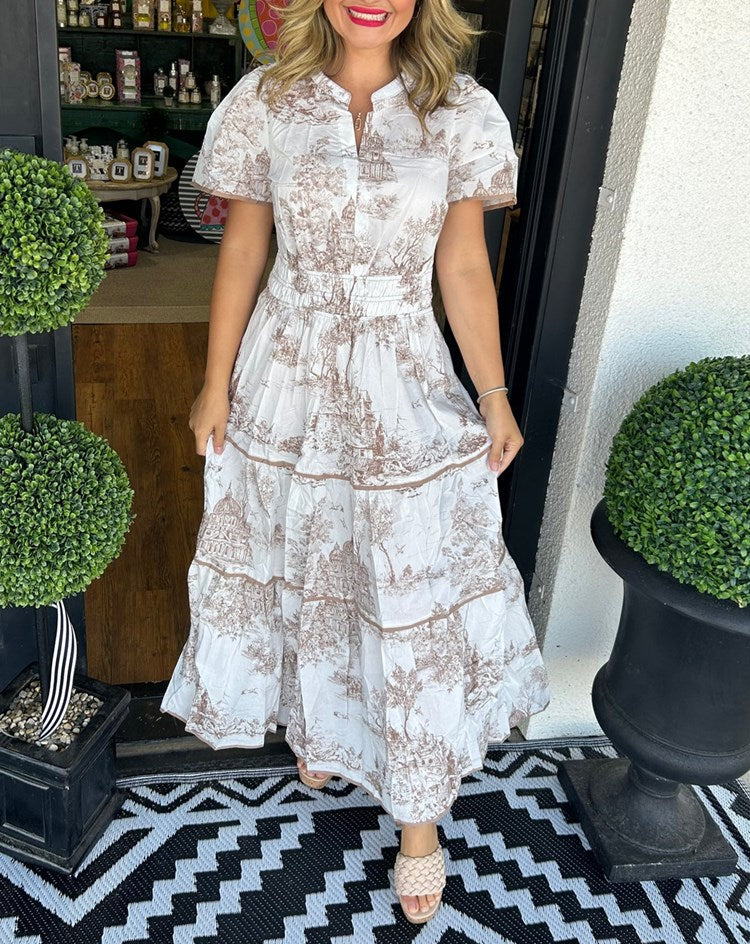 Margot | Classic Toile Maxi Dress