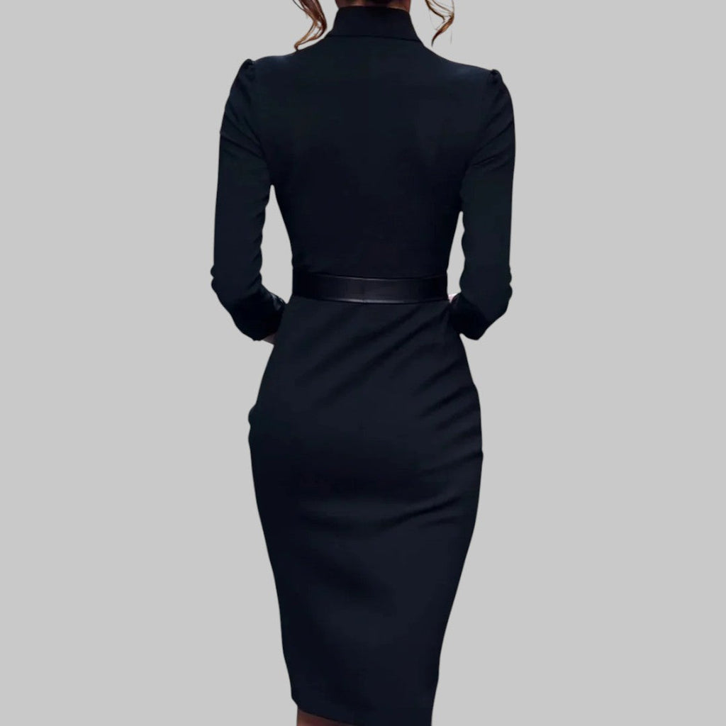 Yvonne | Long Sleeve Belted Midi Dress