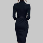 Yvonne | Long Sleeve Belted Midi Dress