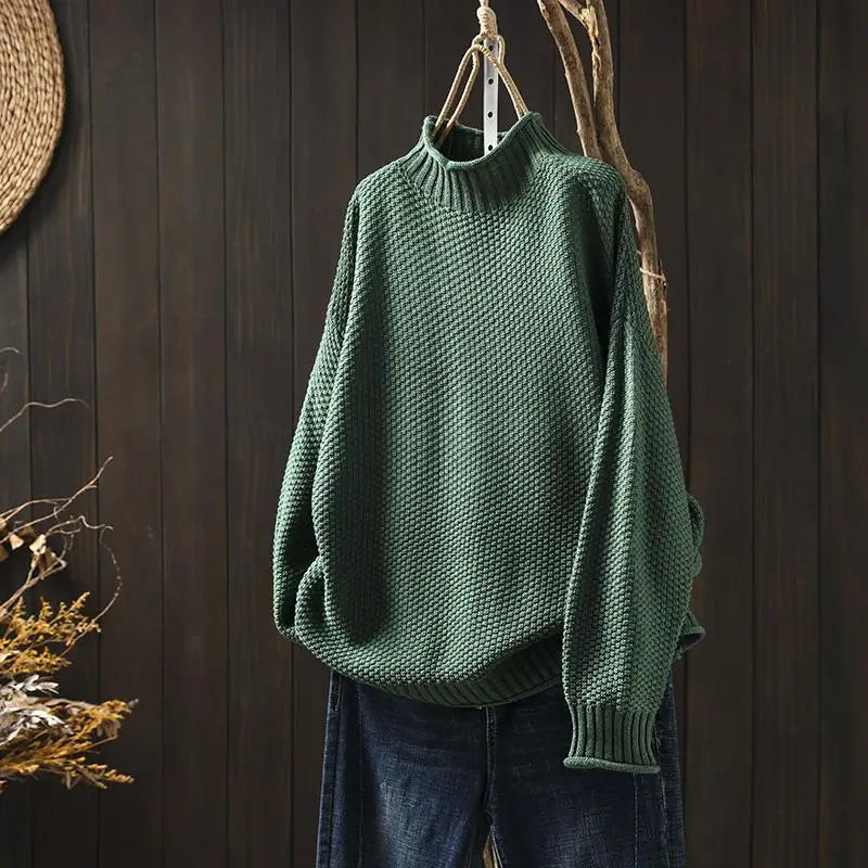 Relaxed Mock Neck Knit Sweater Ruth