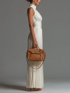 Zsófia Jumpsuit – White Pleated Chiffon