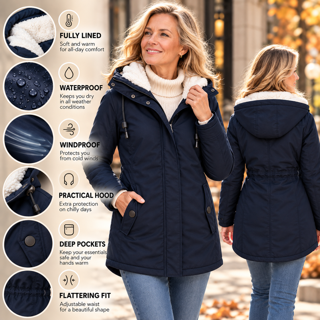 Harper | Women's Sherpa-Lined Hooded Quilted Jacket Fleece Winter Coat