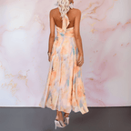 Rosemary | Halterneck Watercolour Print Dress