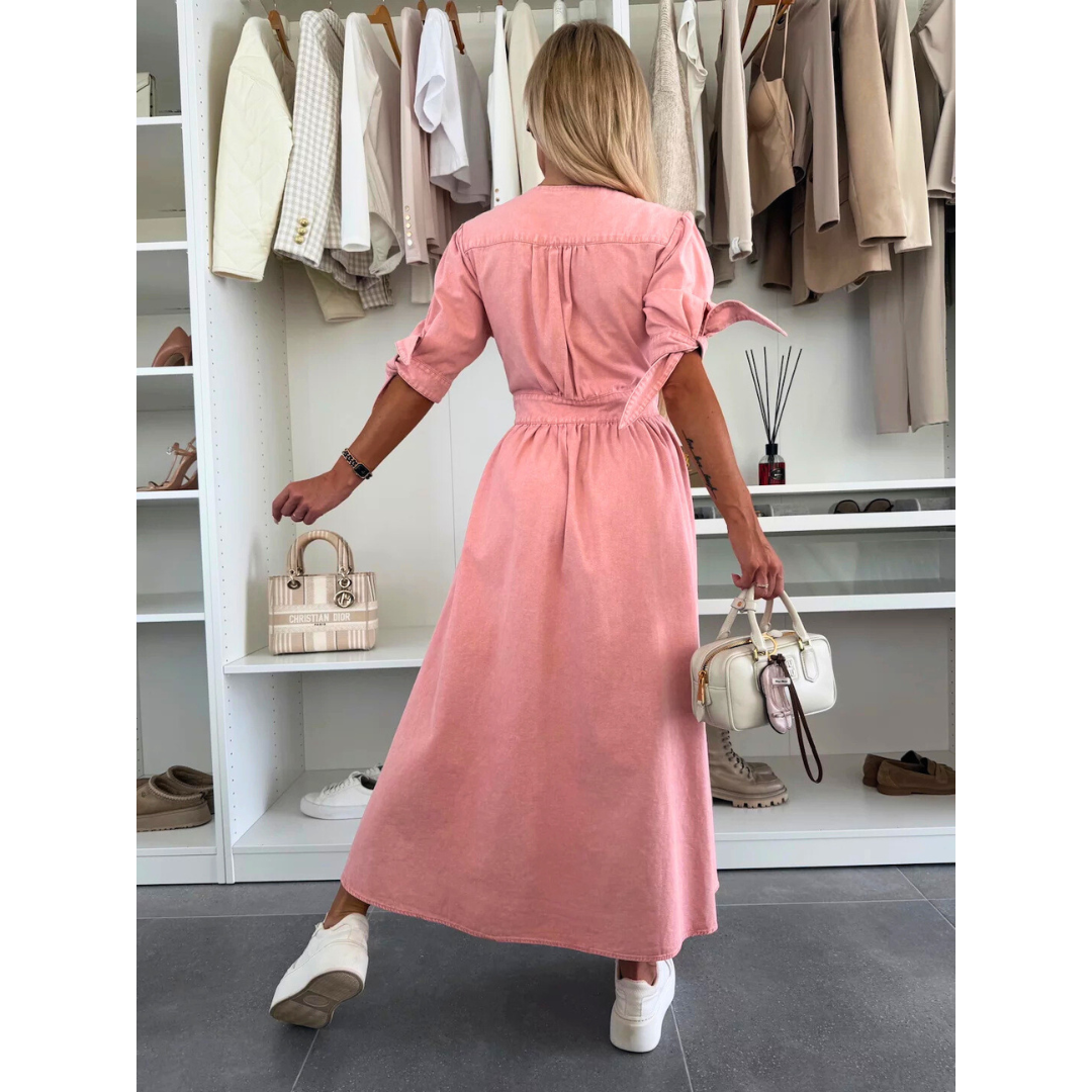MAELLE™ – Elegant V-Neck Midi Dress