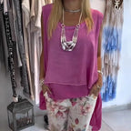 MIREYA™ - Asymmetrical Top & Floral Pants Set
